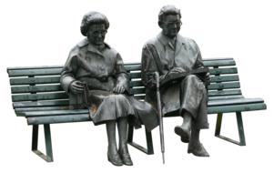 Bank old people stone statue