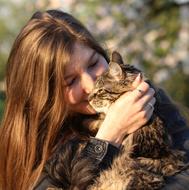 Portrait Cat and Young Woman