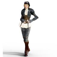 steampunk woman in leather clothing and pilot helmet