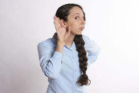 funny young Woman Listening