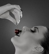 Woman with cherry Portrait