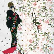 background scrapbook woman and flowers drawing