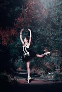 young girl in Ballet Pose at Theatre decoration