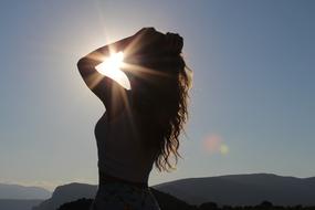 Girl Beautiful and Sun