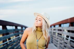 pretty blonde on the bridge