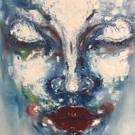abstract portrait of a girl with closed eyes