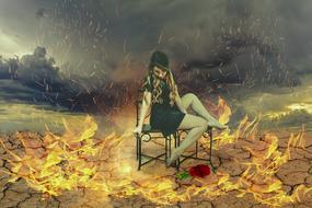 Fantasy Picture girl and fire