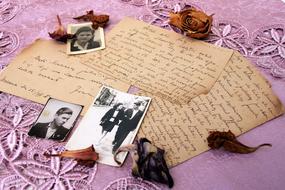 dry flowers, Old Letters and photos