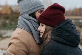 portrait of Family love, Mom with young Daughter together outdoor