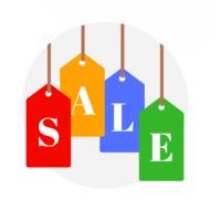 sale, icon, colorful tags