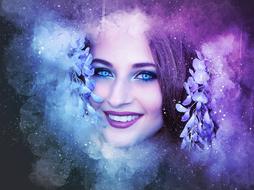 girl spring happy flowers art drawing