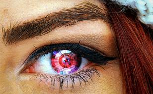 mechanical female eye, robot, digital art