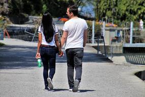 couple walking in park