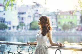 Asian Woman white dress