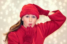 Blowing Kiss Woman Red clothes