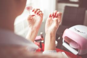 woman with polished Nails, Manicure