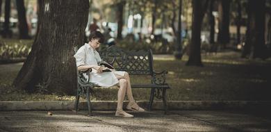 Girl Book in Park
