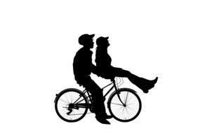 silhouette of a couple riding a bike