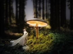 Forest Mushroom and girl mysterious