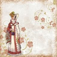 lady with purse, vintage background