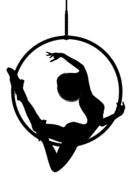 silhouette of girl in hanging hula hoop