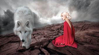 Wolf white and girl