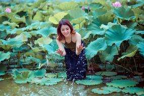pond green Beautiful Girl