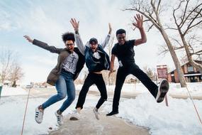 People Happy jump