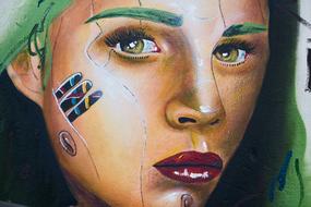 woman's face as colorful graffiti