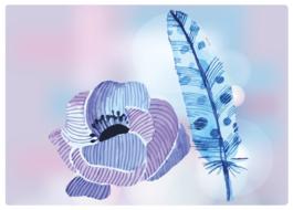 blue bird feather and flower as illustration