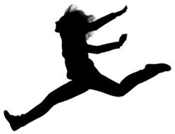 black silhouette of a jumping woman