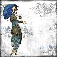 clipart of vintage lady with umbrella scrapbook