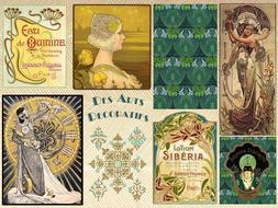 Beautiful and colorful, vintage drawings with women