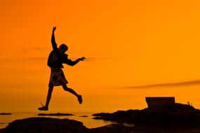 Girl orange sky