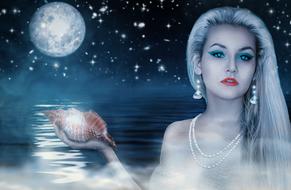woman with shell