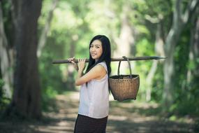 Countryside Basket Asia girl