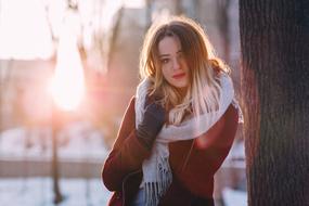 portrait of Beauty Woman at winter sun