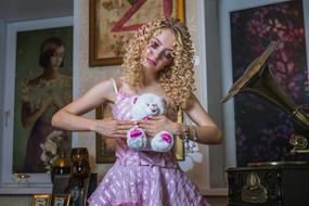 portrait of Blonde Baby Doll girl