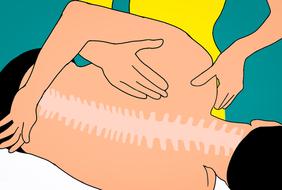 back pain massage, drawing