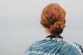 back of a red hair woman