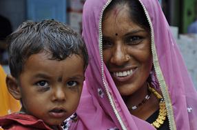 Woman and boy India Portrait