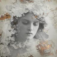 romantic young lady, vintage wallpaper