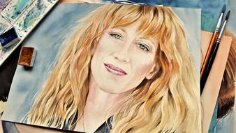 watercolor painting of a blonde