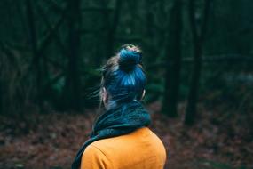 young woman with blue hair