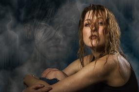 Posing girl with the wet hair