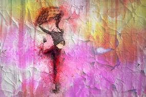 woman girl dancer wall drawing