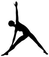 silhouette of a girl doing stretching on white background