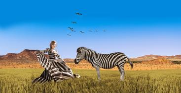 woman with zebra