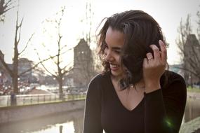 photo of a laughing girl on the promenade in Strasbourg