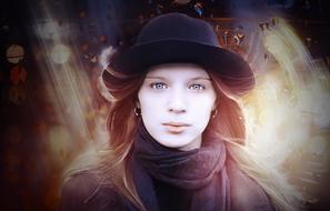 model in black hat